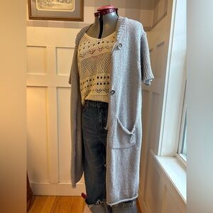 AKIRA Long Heather Gray Knit Cardigan Size XL